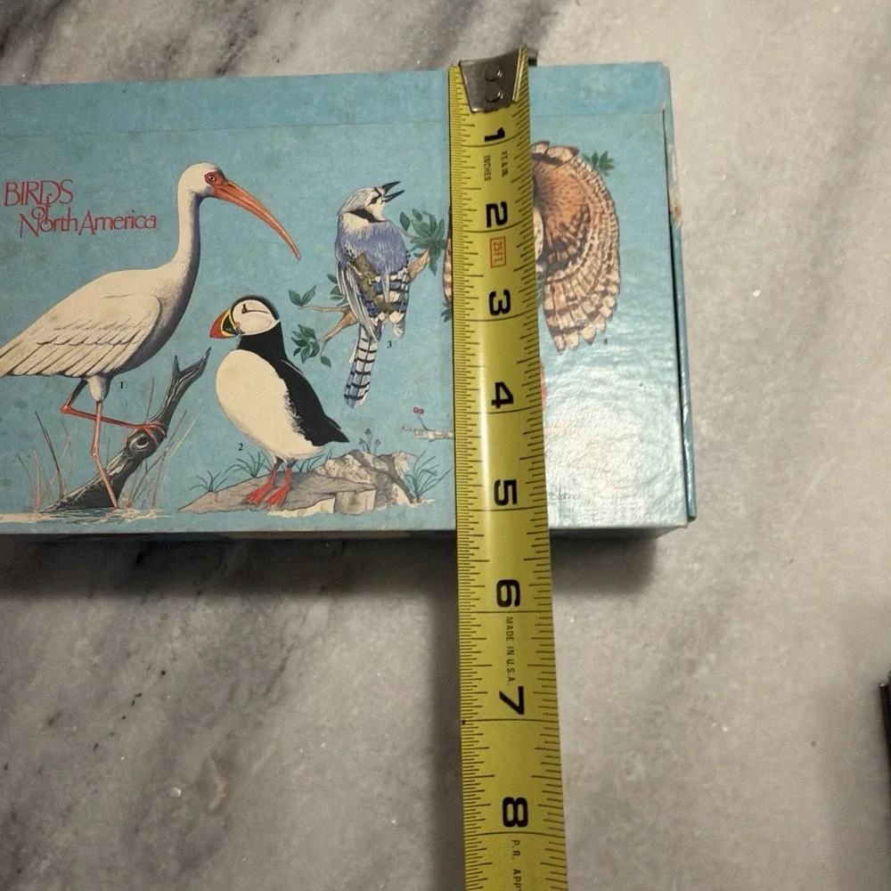 Vintage Educational Birds of North America Wildlife Pencil Box Blue Cardboard